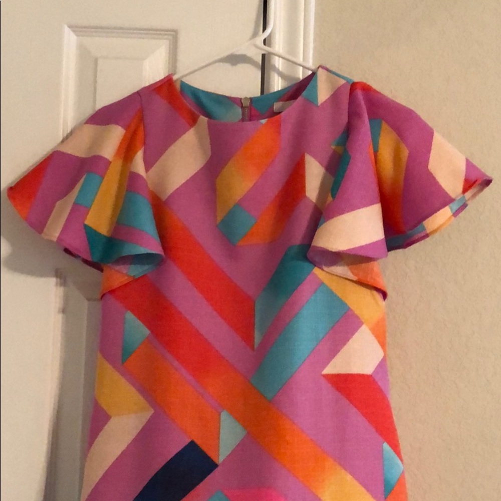 GIANNI BINI + MULTICOLORED DRESS + FLOUNCE SLEEVE